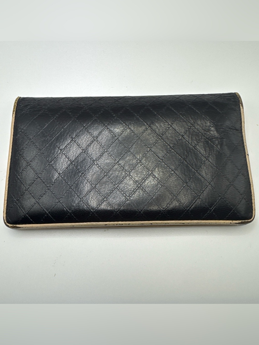 CHANEL Vintage Quilted Lambskin Wallet Black/Beige 12 Series w/card - Picture 4 of 16